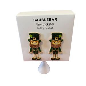 Adorable BaubleBar Tiny Trickster Pave Crystal Leprechaun Earrings.